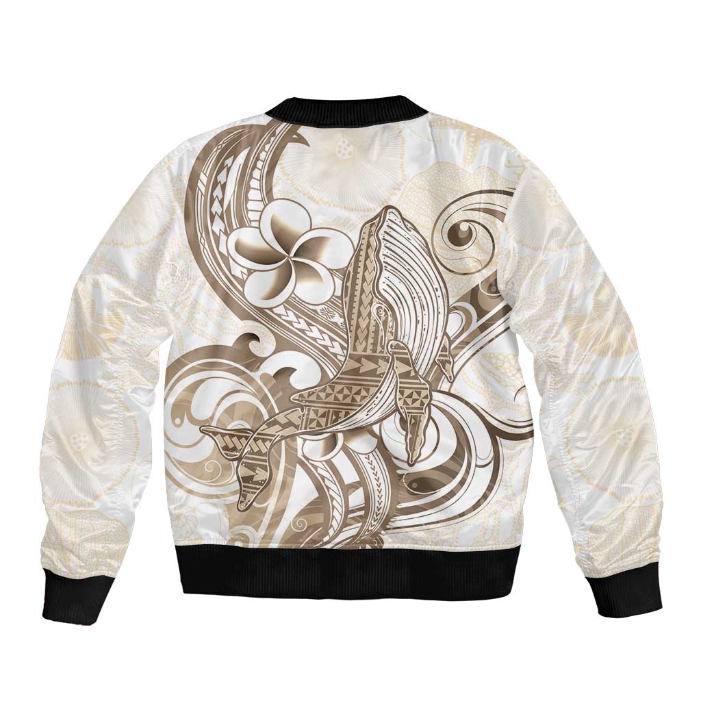 Brown Hawaii Humpback Whale Bomber Jacket Polynesian Tribal Ocean Vibes