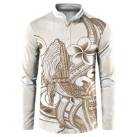 Brown Hawaii Humpback Whale Button Sweatshirt Polynesian Tribal Ocean Vibes LT14 Brown - Polynesian Pride