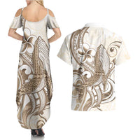 Brown Hawaii Humpback Whale Couples Matching Summer Maxi Dress and Hawaiian Shirt Polynesian Tribal Ocean Vibes LT14 - Polynesian Pride