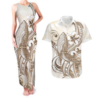 Brown Hawaii Humpback Whale Couples Matching Tank Maxi Dress and Hawaiian Shirt Polynesian Tribal Ocean Vibes LT14 Brown - Polynesian Pride
