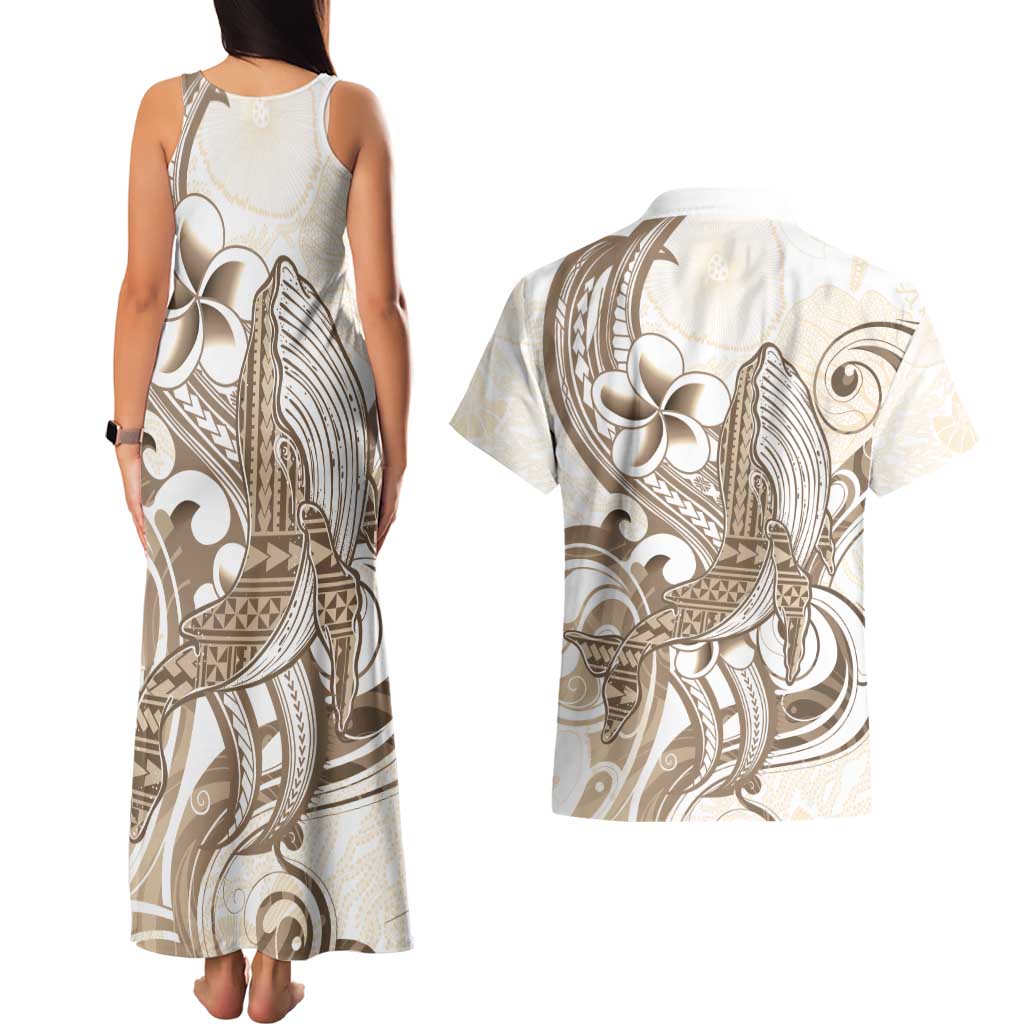 Brown Hawaii Humpback Whale Couples Matching Tank Maxi Dress and Hawaiian Shirt Polynesian Tribal Ocean Vibes LT14 - Polynesian Pride