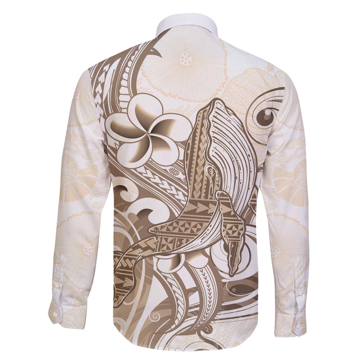 Brown Hawaii Humpback Whale Family Matching Off The Shoulder Long Sleeve Dress and Hawaiian Shirt Polynesian Tribal Ocean Vibes
