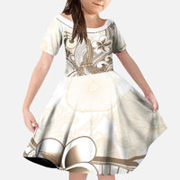Brown Hawaii Humpback Whale Family Matching Summer Maxi Dress and Hawaiian Shirt Polynesian Tribal Ocean Vibes LT14 Daughter's Dress Brown - Polynesian Pride