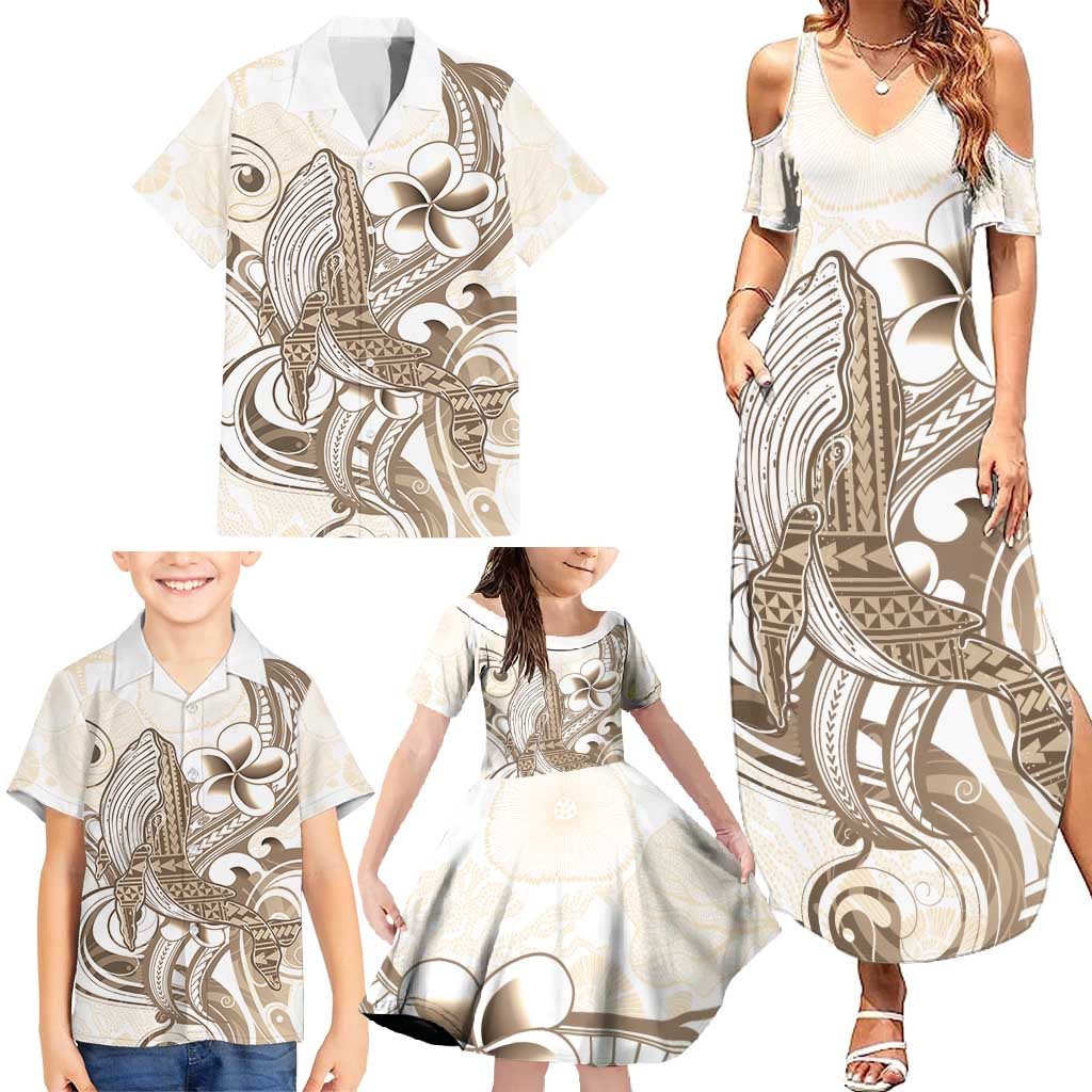 Brown Hawaii Humpback Whale Family Matching Summer Maxi Dress and Hawaiian Shirt Polynesian Tribal Ocean Vibes