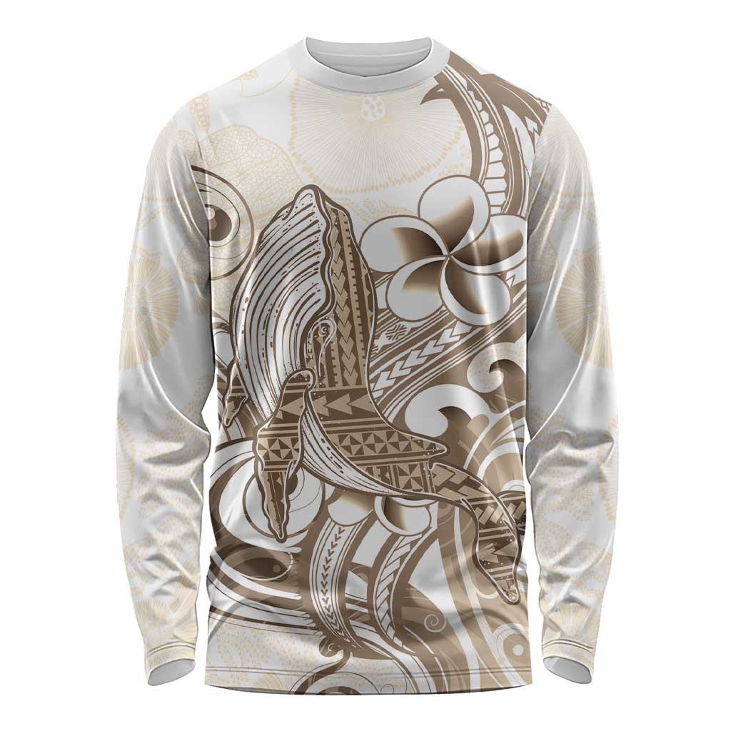 Brown Hawaii Humpback Whale Long Sleeve Shirt Polynesian Tribal Ocean Vibes