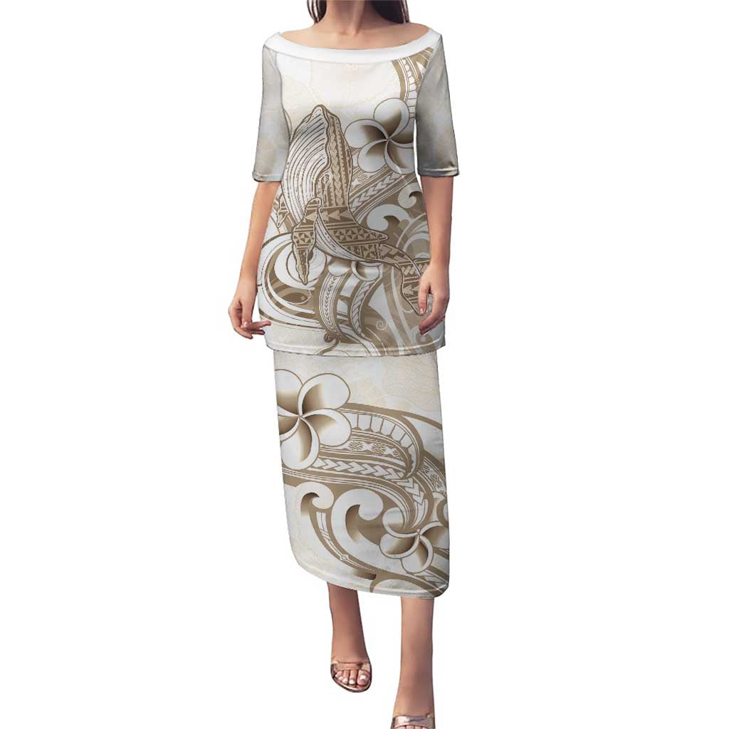Brown Hawaii Humpback Whale Puletasi Polynesian Tribal Ocean Vibes LT14 Long Dress Brown - Polynesian Pride
