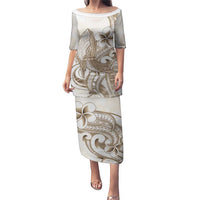 Brown Hawaii Humpback Whale Puletasi Polynesian Tribal Ocean Vibes LT14 Long Dress Brown - Polynesian Pride