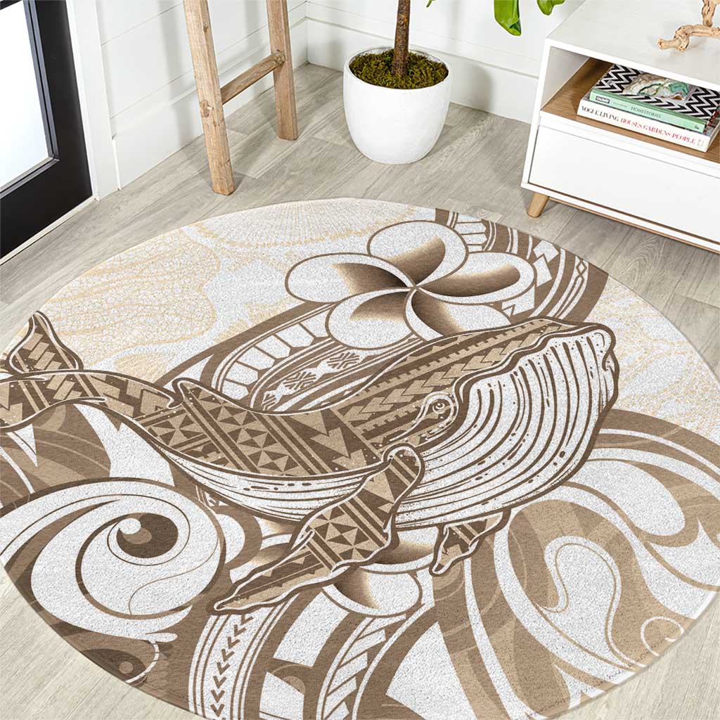 Brown Hawaii Humpback Whale Round Carpet Polynesian Tribal Ocean Vibes