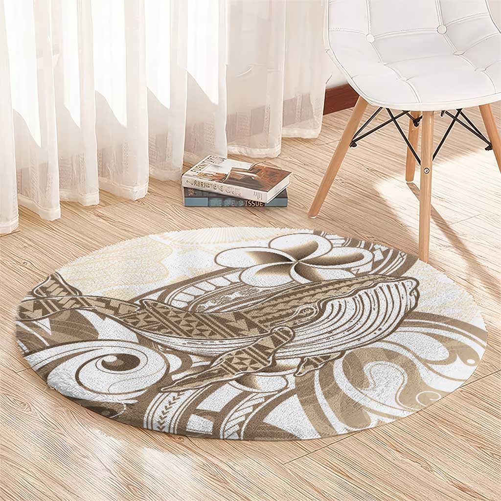 Brown Hawaii Humpback Whale Round Carpet Polynesian Tribal Ocean Vibes