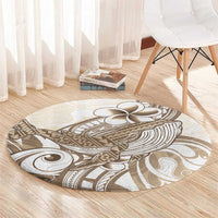 Brown Hawaii Humpback Whale Round Carpet Polynesian Tribal Ocean Vibes