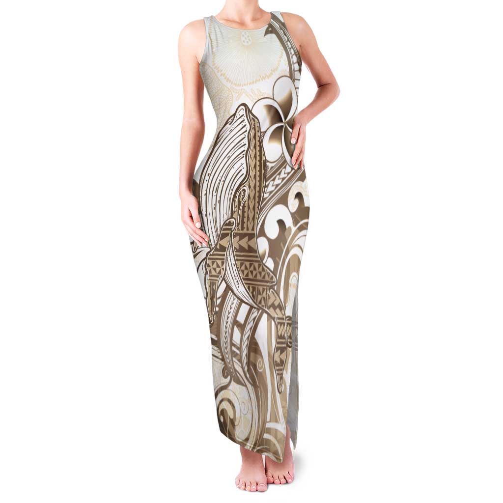 Brown Hawaii Humpback Whale Tank Maxi Dress Polynesian Tribal Ocean Vibes