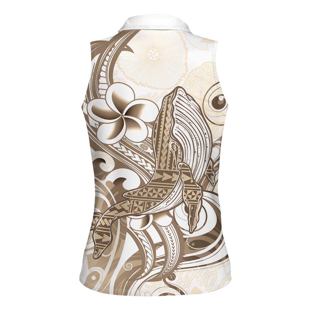 Brown Hawaii Humpback Whale Women Sleeveless Polo Shirt Polynesian Tribal Ocean Vibes