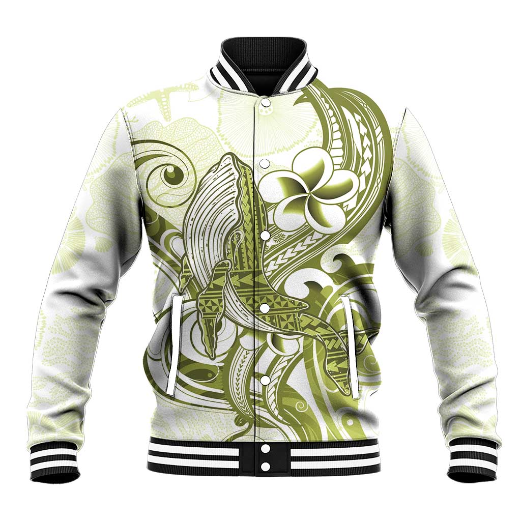 Lime Green Hawaii Baseball Jacket Humpback Whale Tattoo Polynesian Tribal Ocean Vibes LT14 Unisex Lime Green - Polynesian Pride