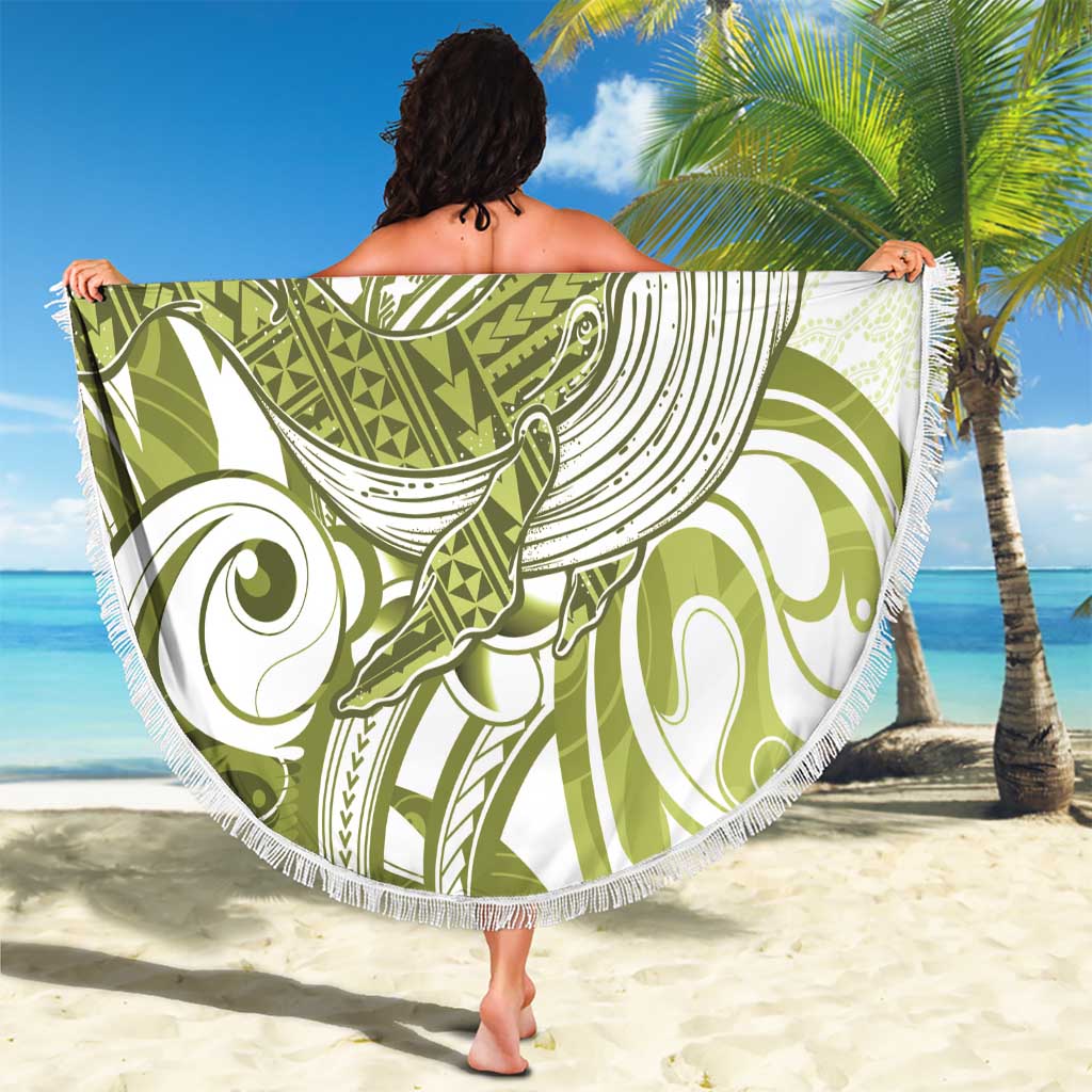 Lime Green Hawaii Beach Blanket Humpback Whale Tattoo Polynesian Tribal Ocean Vibes LT14 - Polynesian Pride