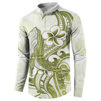 Lime Green Hawaii Button Sweatshirt Humpback Whale Tattoo Polynesian Tribal Ocean Vibes LT14 - Polynesian Pride
