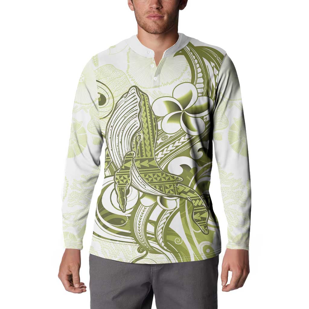 Lime Green Hawaii Button Sweatshirt Humpback Whale Tattoo Polynesian Tribal Ocean Vibes LT14 - Polynesian Pride
