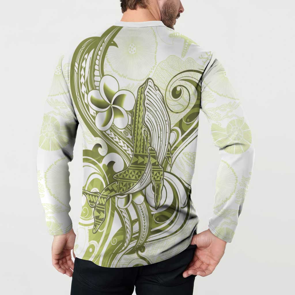 Lime Green Hawaii Button Sweatshirt Humpback Whale Tattoo Polynesian Tribal Ocean Vibes LT14 - Polynesian Pride