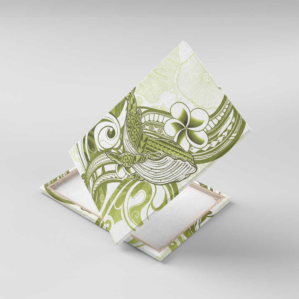 Lime Green Hawaii Canvas Wall Art Humpback Whale Tattoo Polynesian Tribal Ocean Vibes LT14 With Frame Lime Green - Polynesian Pride