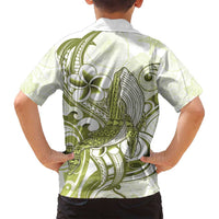 Lime Green Hawaii Family Matching Tank Maxi Dress and Hawaiian Shirt Humpback Whale Tattoo Polynesian Tribal Ocean Vibes