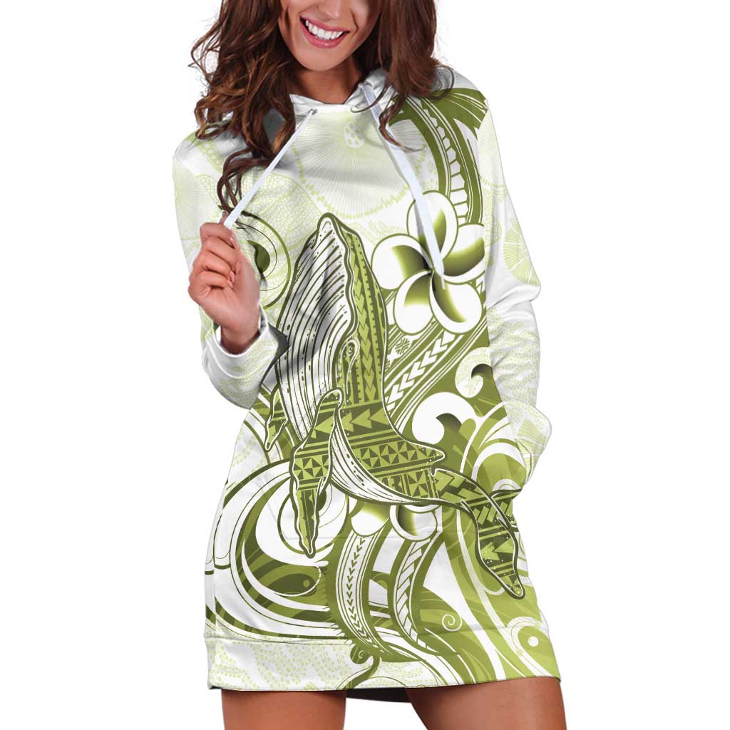 Lime Green Hawaii Hoodie Dress Humpback Whale Tattoo Polynesian Tribal Ocean Vibes LT14 Lime Green - Polynesian Pride