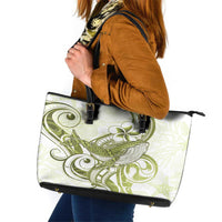 Lime Green Hawaii Leather Tote Bag Humpback Whale Tattoo Polynesian Tribal Ocean Vibes LT14 Lime Green - Polynesian Pride