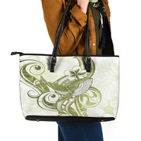 Lime Green Hawaii Leather Tote Bag Humpback Whale Tattoo Polynesian Tribal Ocean Vibes LT14 - Polynesian Pride