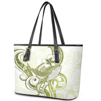 Lime Green Hawaii Leather Tote Bag Humpback Whale Tattoo Polynesian Tribal Ocean Vibes LT14 - Polynesian Pride