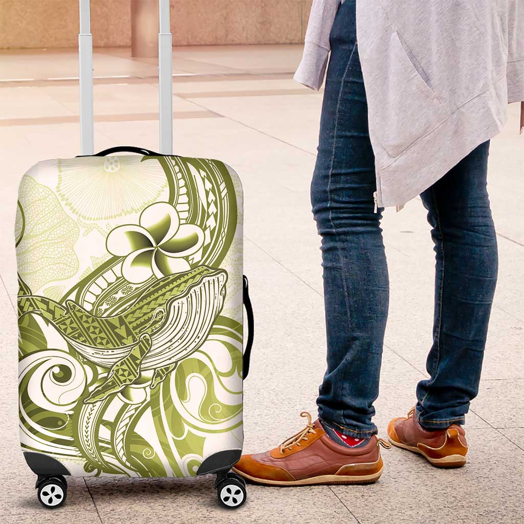 Lime Green Hawaii Luggage Cover Humpback Whale Tattoo Polynesian Tribal Ocean Vibes