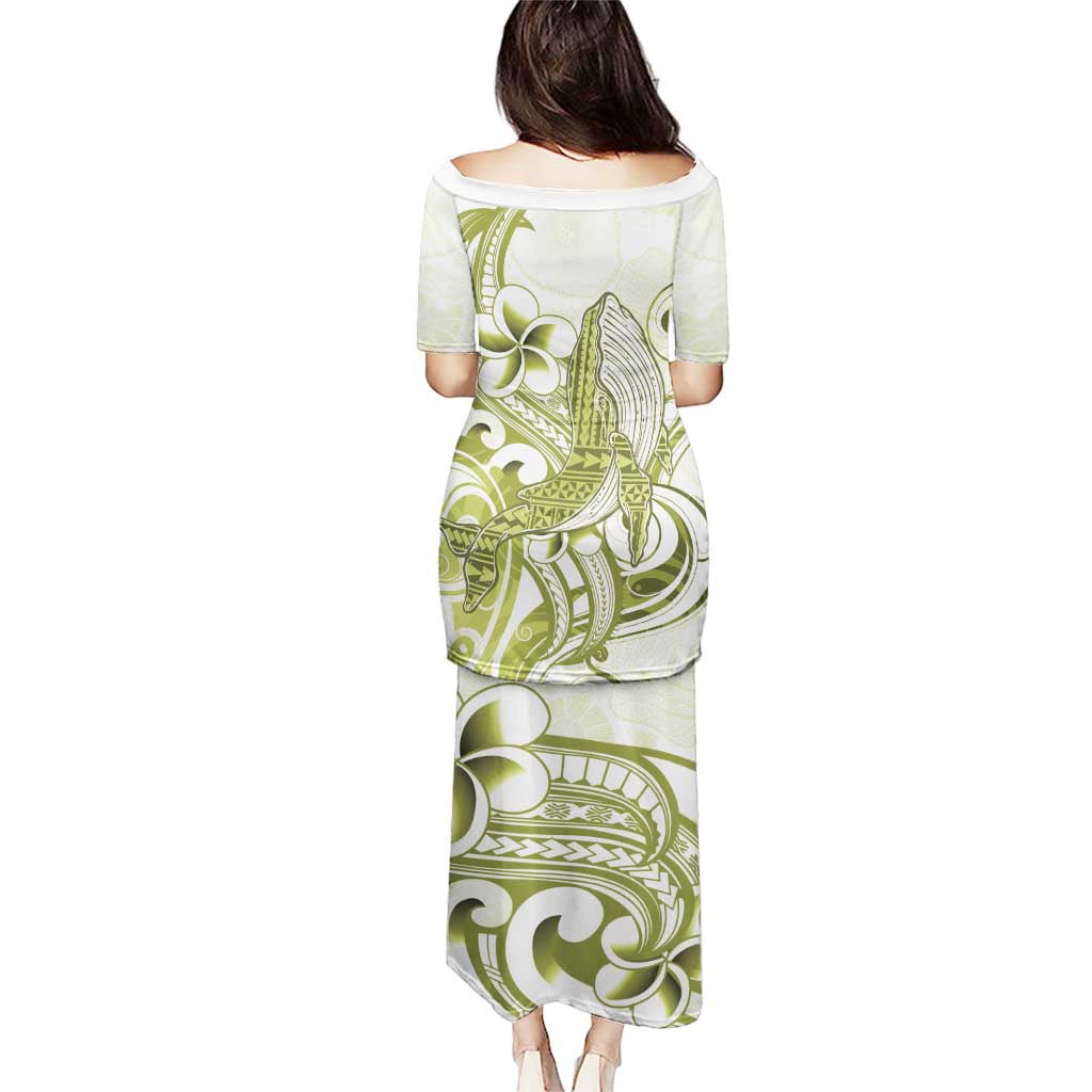 Lime Green Hawaii Puletasi Humpback Whale Tattoo Polynesian Tribal Ocean Vibes LT14 - Polynesian Pride