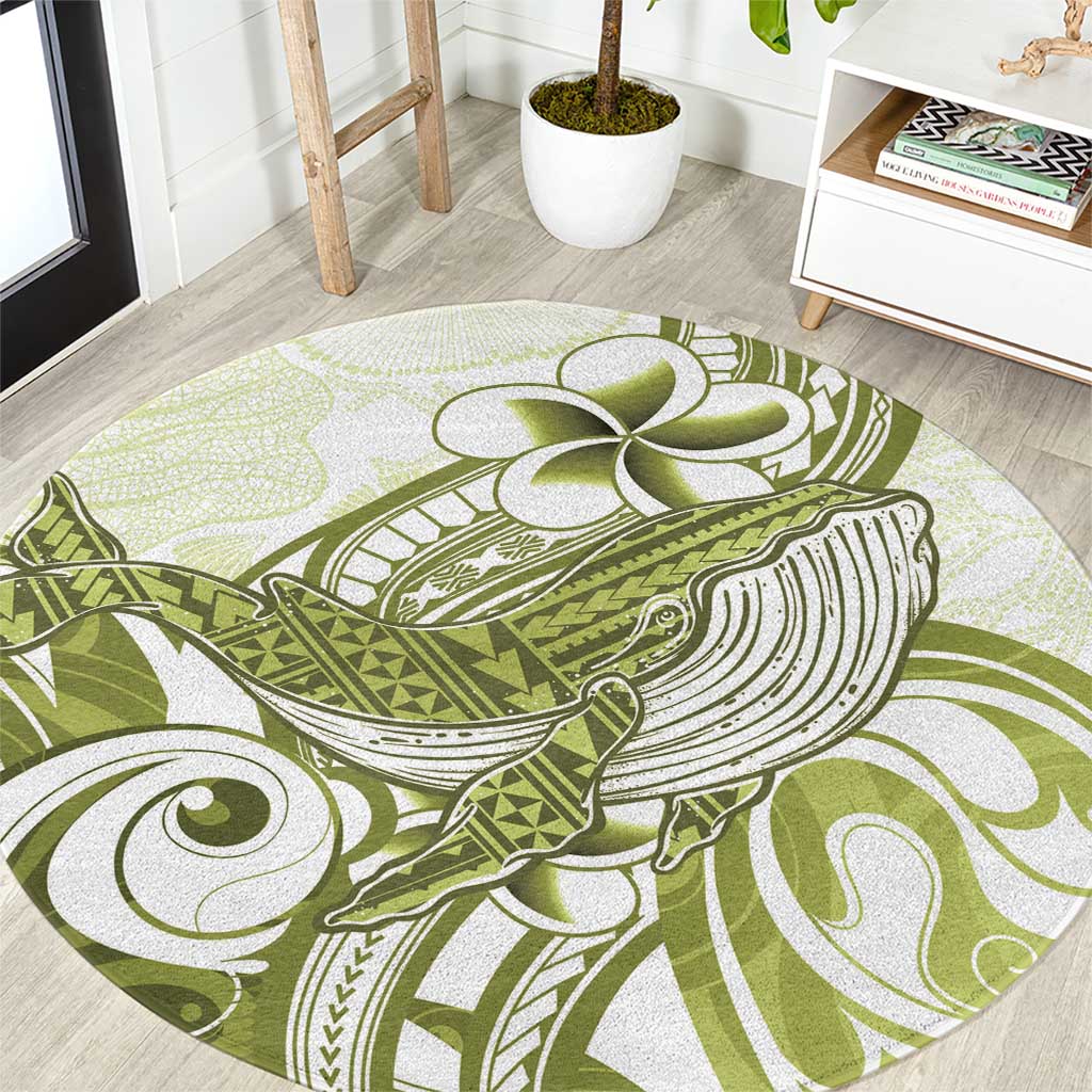 Lime Green Hawaii Round Carpet Humpback Whale Tattoo Polynesian Tribal Ocean Vibes