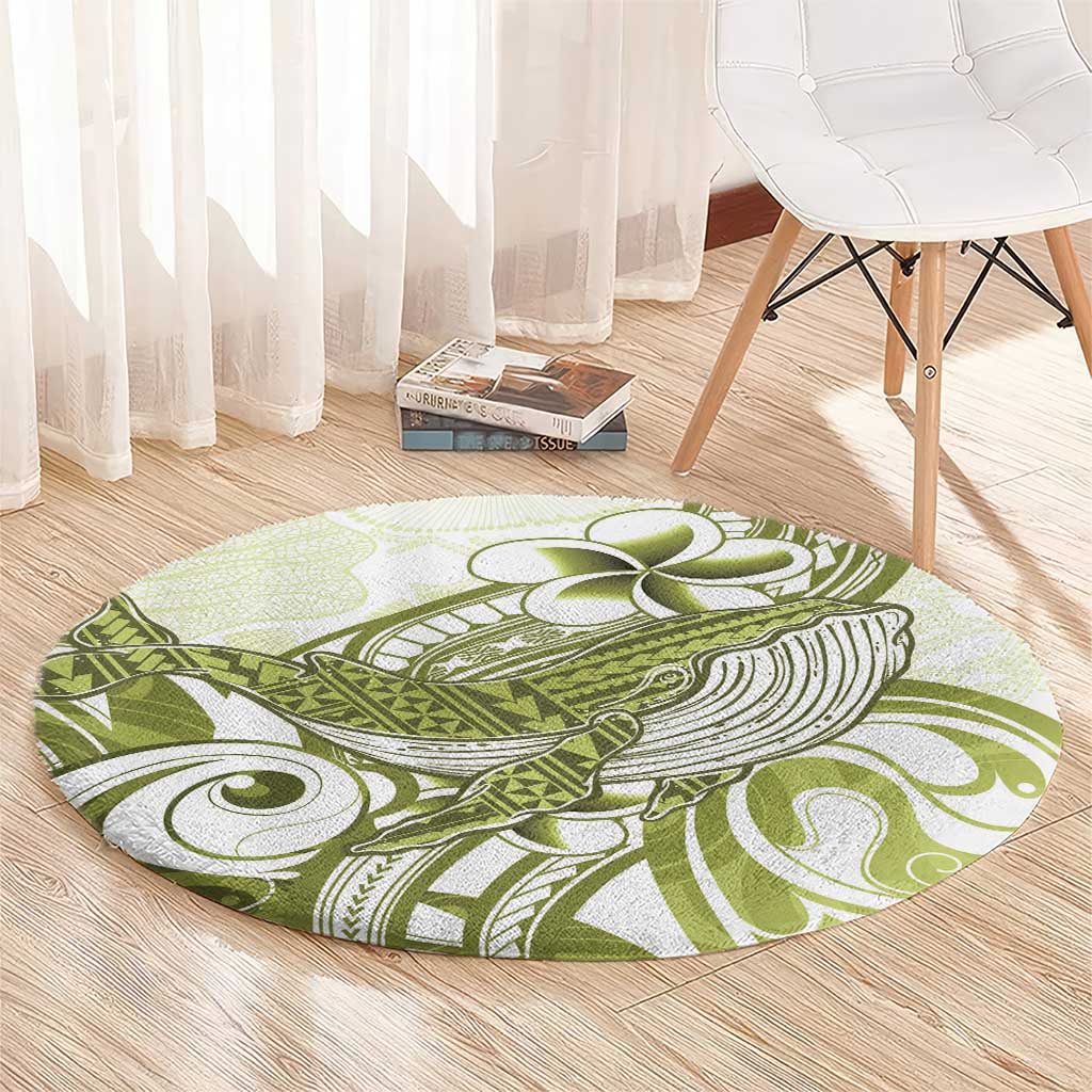 Lime Green Hawaii Round Carpet Humpback Whale Tattoo Polynesian Tribal Ocean Vibes