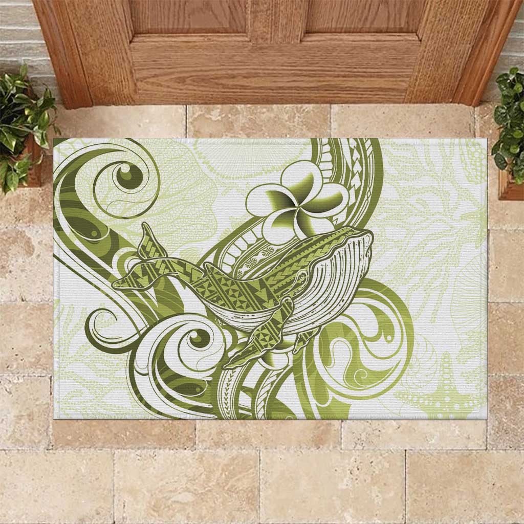 Lime Green Hawaii Rubber Doormat Humpback Whale Tattoo Polynesian Tribal Ocean Vibes LT14 Lime Green - Polynesian Pride