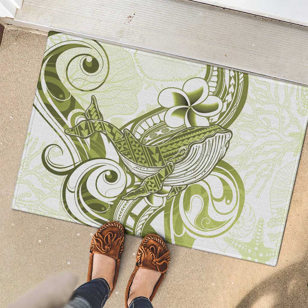Lime Green Hawaii Rubber Doormat Humpback Whale Tattoo Polynesian Tribal Ocean Vibes LT14 - Polynesian Pride