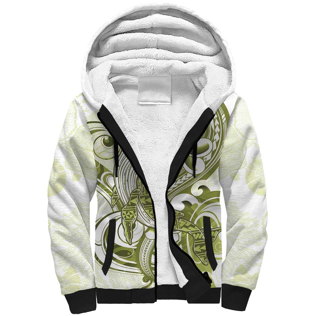 Lime Green Hawaii Sherpa Hoodie Humpback Whale Tattoo Polynesian Tribal Ocean Vibes LT14 Unisex Lime Green - Polynesian Pride