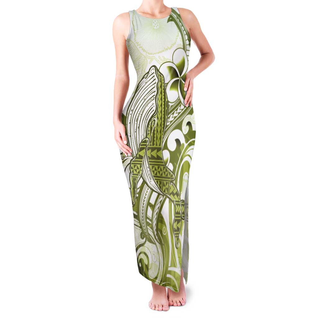 Lime Green Hawaii Tank Maxi Dress Humpback Whale Tattoo Polynesian Tribal Ocean Vibes LT14 Women Lime Green - Polynesian Pride