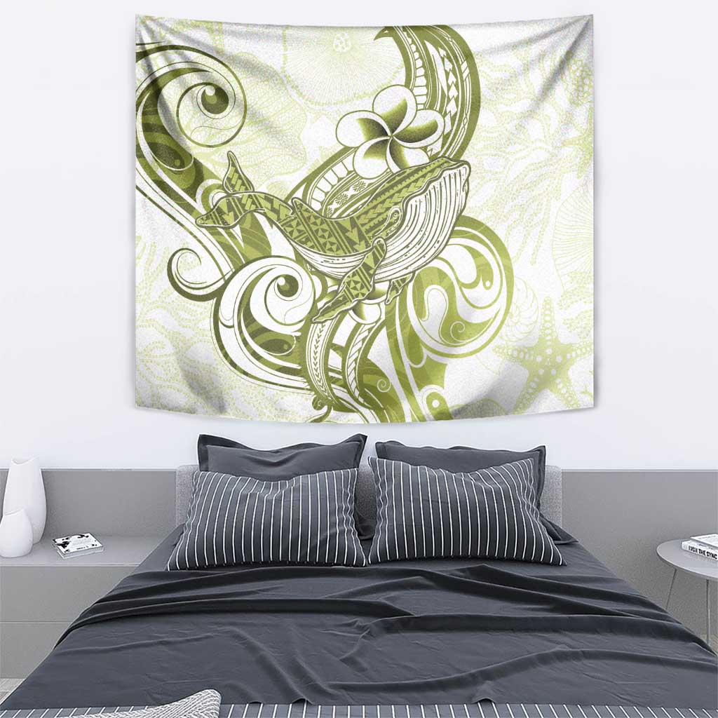 Lime Green Hawaii Tapestry Humpback Whale Tattoo Polynesian Tribal Ocean Vibes