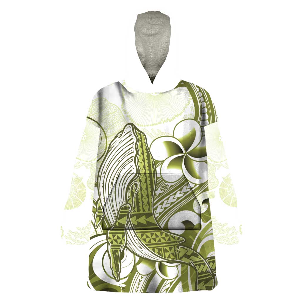 Lime Green Hawaii Wearable Blanket Hoodie Humpback Whale Tattoo Polynesian Tribal Ocean Vibes LT14 One Size Lime Green - Polynesian Pride