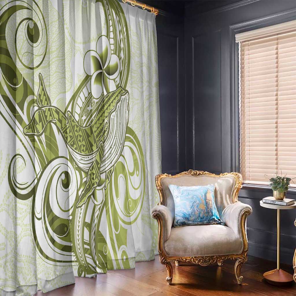 Lime Green Hawaii Window Curtain Humpback Whale Tattoo Polynesian Tribal Ocean Vibes LT14 - Polynesian Pride