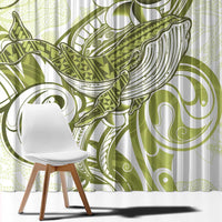 Lime Green Hawaii Window Curtain Humpback Whale Tattoo Polynesian Tribal Ocean Vibes LT14 - Polynesian Pride