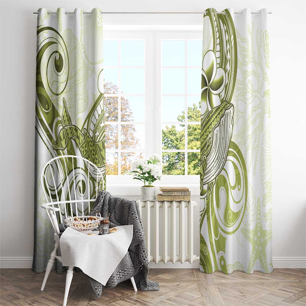 Lime Green Hawaii Window Curtain Humpback Whale Tattoo Polynesian Tribal Ocean Vibes LT14 - Polynesian Pride