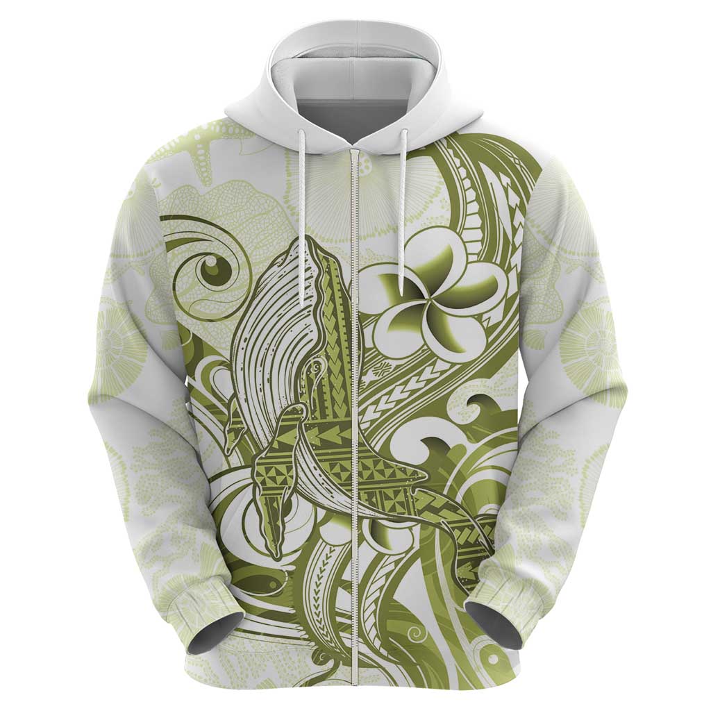 Lime Green Hawaii Zip Hoodie Humpback Whale Tattoo Polynesian Tribal Ocean Vibes
