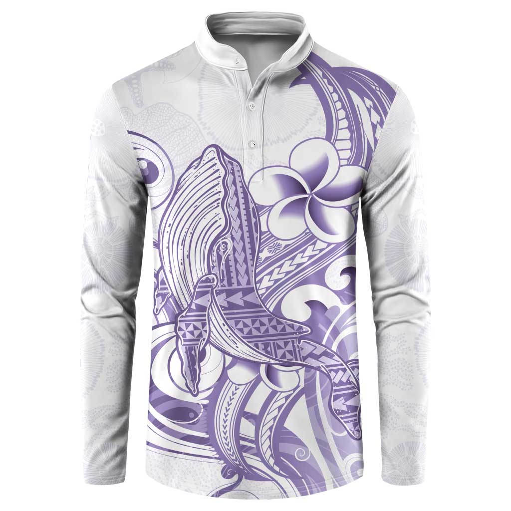 Purple Hawaii Button Sweatshirt Humpback Whale Tattoo Polynesian Tribal Ocean Vibes LT14 Purple - Polynesian Pride