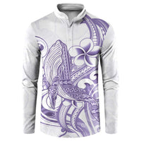 Purple Hawaii Button Sweatshirt Humpback Whale Tattoo Polynesian Tribal Ocean Vibes LT14 Purple - Polynesian Pride