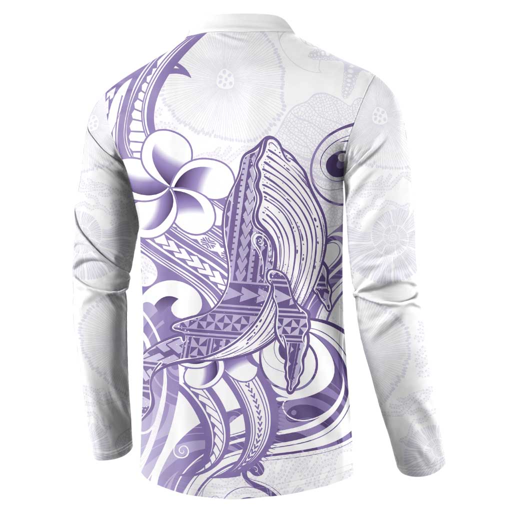 Purple Hawaii Button Sweatshirt Humpback Whale Tattoo Polynesian Tribal Ocean Vibes LT14 - Polynesian Pride