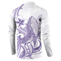 Purple Hawaii Button Sweatshirt Humpback Whale Tattoo Polynesian Tribal Ocean Vibes LT14 - Polynesian Pride
