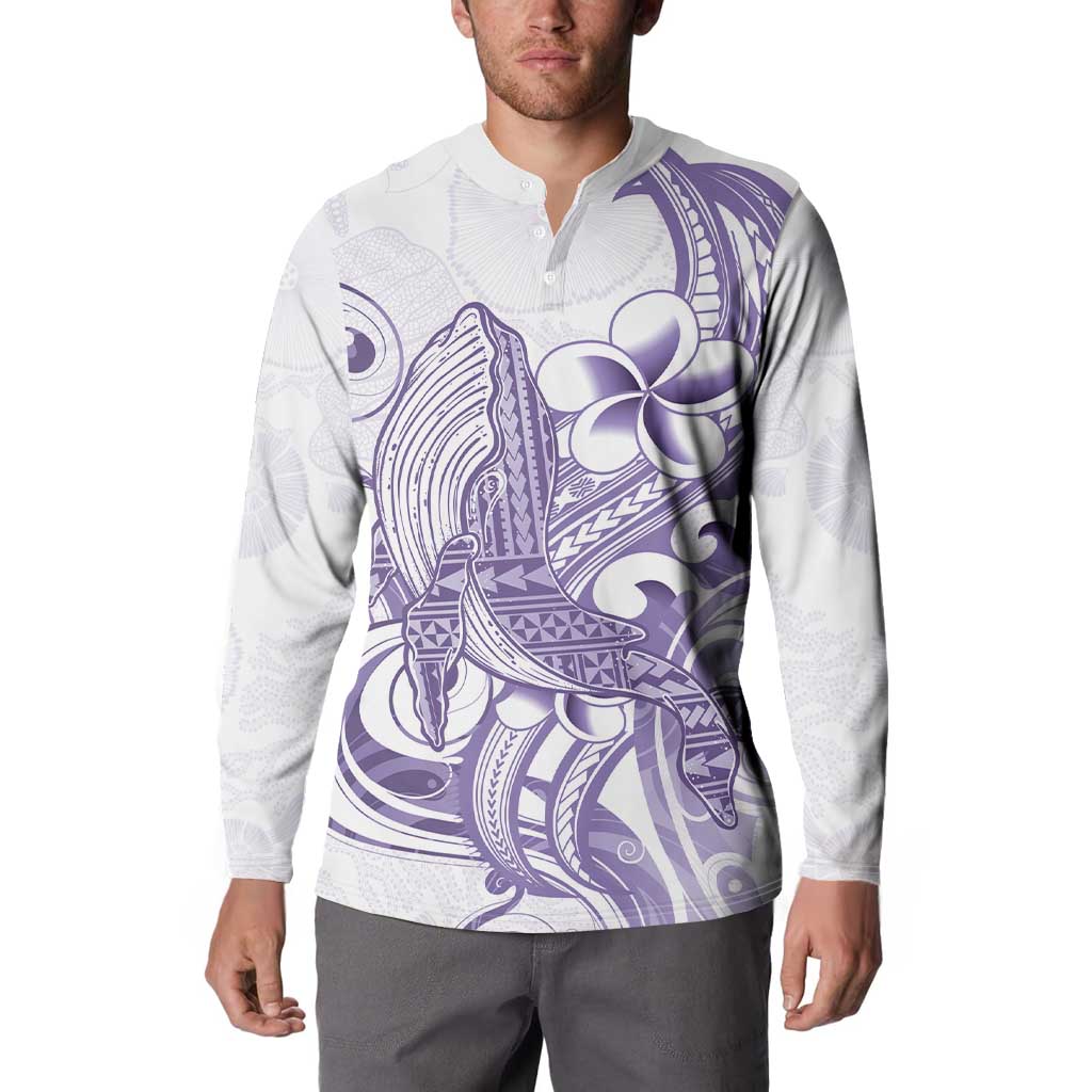 Purple Hawaii Button Sweatshirt Humpback Whale Tattoo Polynesian Tribal Ocean Vibes LT14 - Polynesian Pride