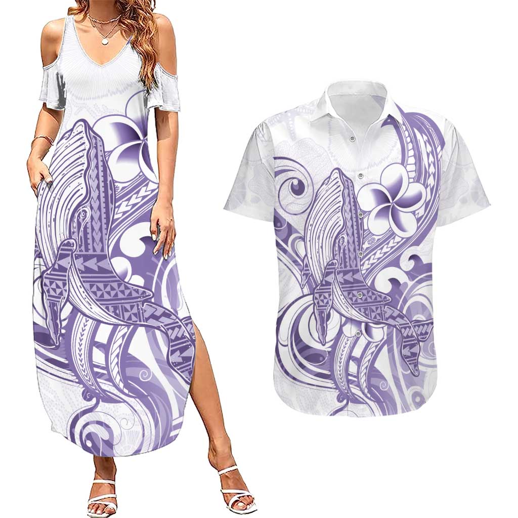 Purple Hawaii Couples Matching Summer Maxi Dress and Hawaiian Shirt Humpback Whale Tattoo Polynesian Tribal Ocean Vibes LT14 Purple - Polynesian Pride