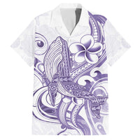 Purple Hawaii Family Matching Off Shoulder Short Dress and Hawaiian Shirt Humpback Whale Tattoo Polynesian Tribal Ocean Vibes