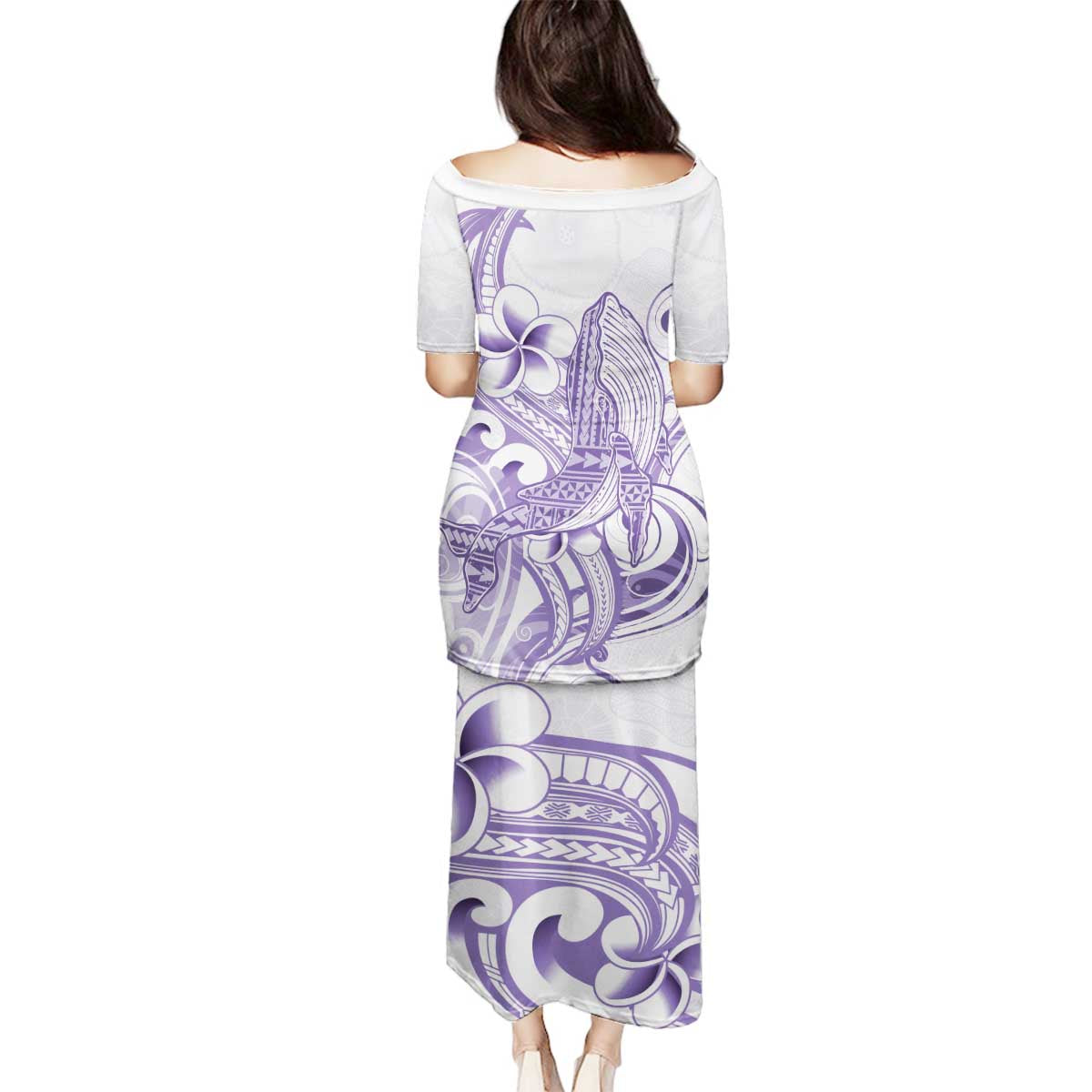 Purple Hawaii Family Matching Puletasi and Hawaiian Shirt Humpback Whale Tattoo Polynesian Tribal Ocean Vibes
