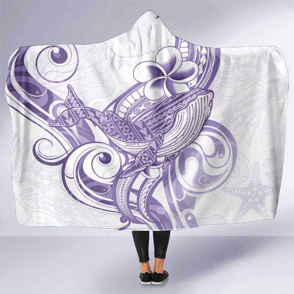 Purple Hawaii Hooded Blanket Humpback Whale Tattoo Polynesian Tribal Ocean Vibes LT14 One Size Purple - Polynesian Pride